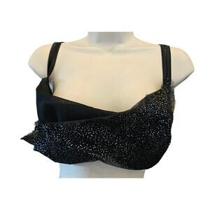 Bordeaux bubble balconnette  glitter sheer mixed media black bra sexy 44D EUC